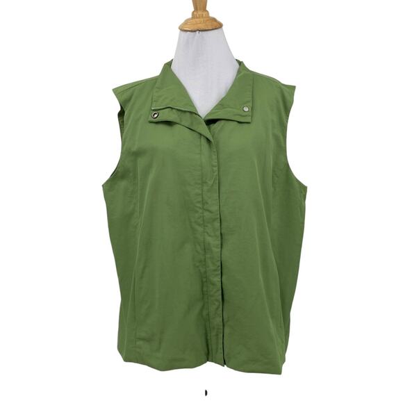 Eileen Fisher Vest Womens Extra Large Ivy Full Zip Snap Collar Italian Fabric - Picture 1 of 11